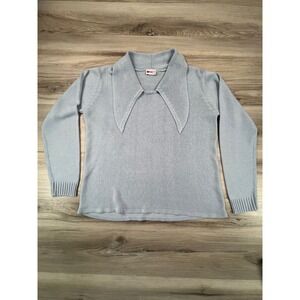 American Sweetheart Sweater Knit Top Light Blue Long Sleeve WMNS M no tag preppy